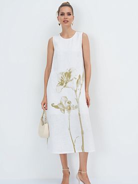 платье льняное