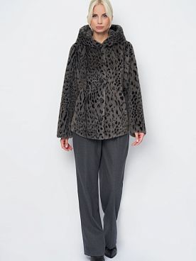 леопардовая шуба с капюшоном